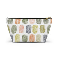 Watercolor Leaf Stamp Accessory Pouch w T-bottom in Green